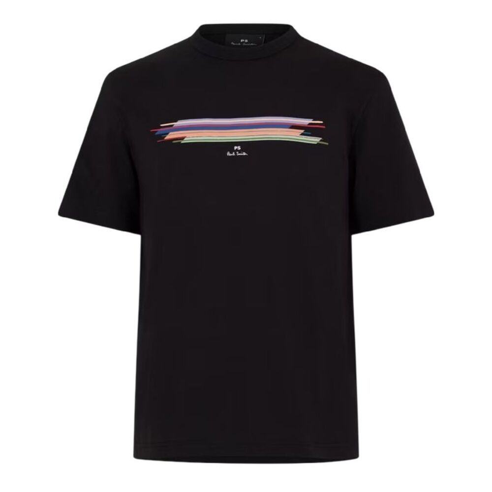 Paul Smith Mens Striped Logo T-Shirt / Black